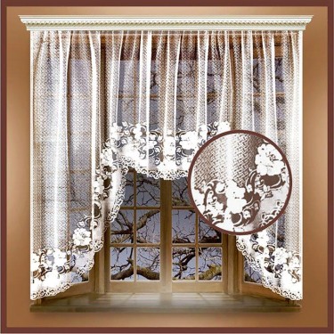 Тюль кухонная со шторной лентой 285х160 см, белый, 100% п/э