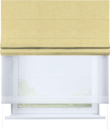 Римская штора «Кортин» день-ночь, ткань софт однотонный золотой