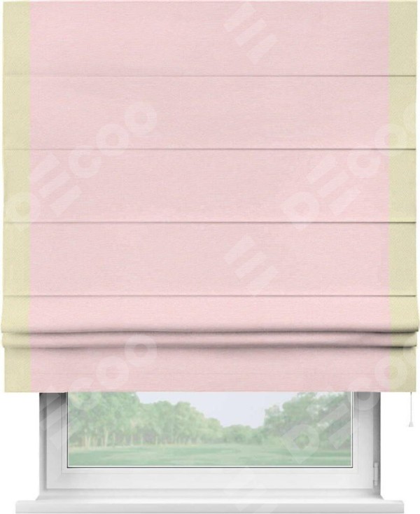 Римская штора «Кортин» с кантом Стрим Дуо, для проема, ткань блэкаут однотонный розовый