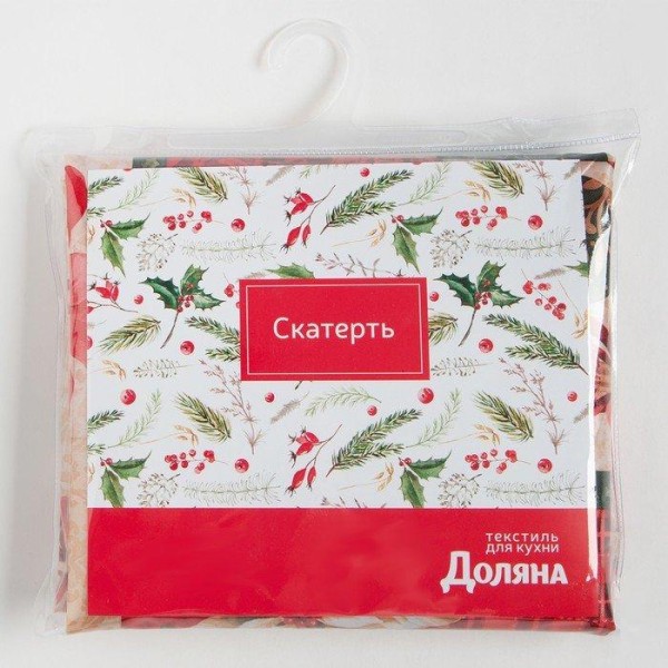 Скатерть Доляна «Новый год: Новогодние игрушки» 145*180 +/- 2 см, 100% п/э