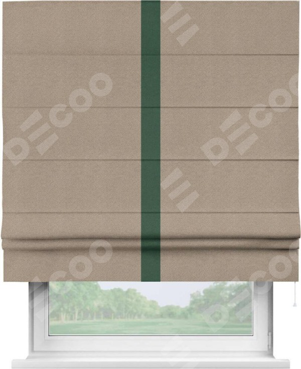 Римская штора «Кортин» с кантом Хайвэй, для проема, ткань лён димаут, светло-бежевый