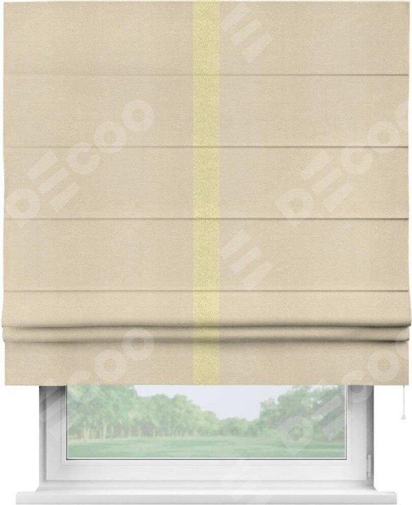 Римская штора «Кортин» с кантом Хайвэй, для проема, ткань софт однотонный бежевый лайт