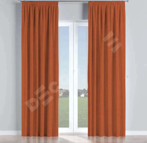 Комплект штор канвас терракотовый, на тесьме «Карандаш»