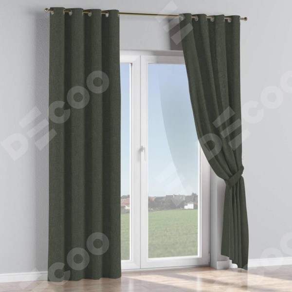 Комплект штор на люверсах лён димаут графитово-серый