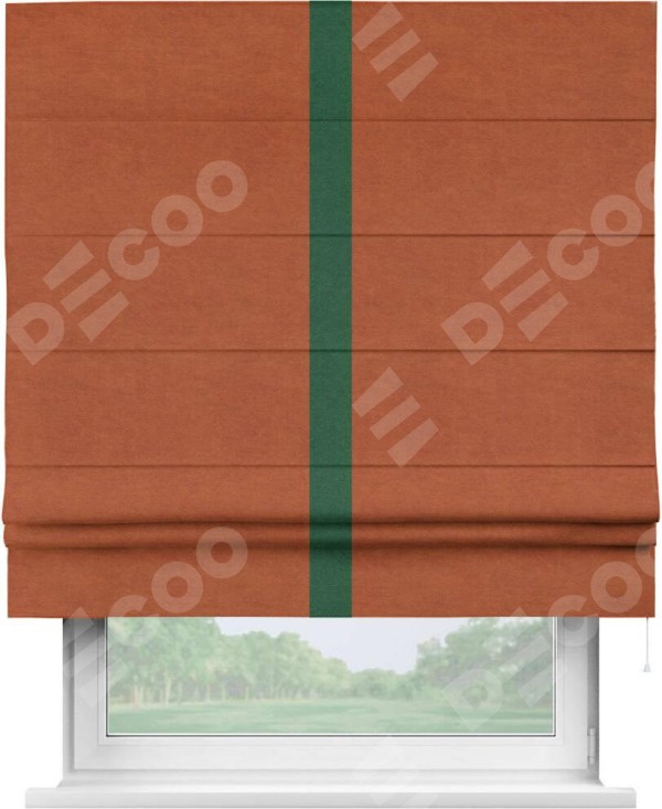 Римская штора «Кортин» с кантом Хайвэй, для проема, ткань вельвет терракотовый