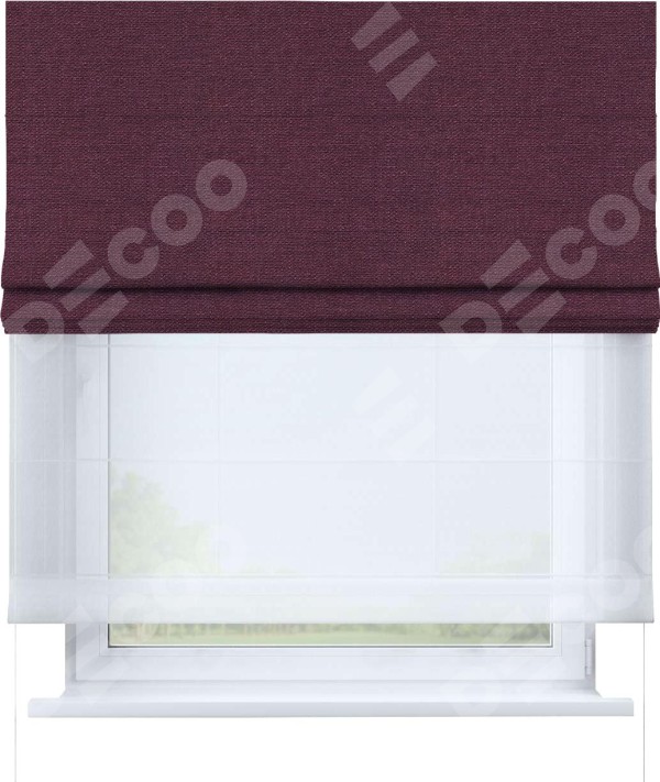 Римская штора «Кортин» день-ночь, ткань лён фиолетовый