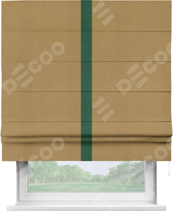 Римская штора «Кортин» с кантом Хайвэй, для проема, ткань вельвет горчица