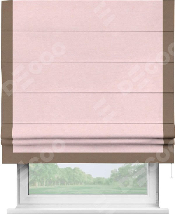 Римская штора «Кортин» с кантом Виктория, для проема, ткань блэкаут однотонный розовый