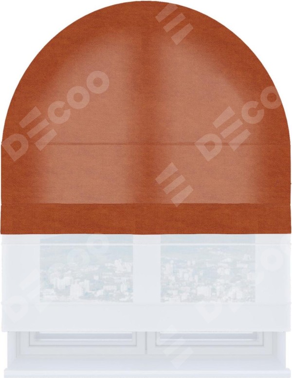 Римская штора «Кортин» день-ночь для арочного проёма, ткань вельвет терракотовый