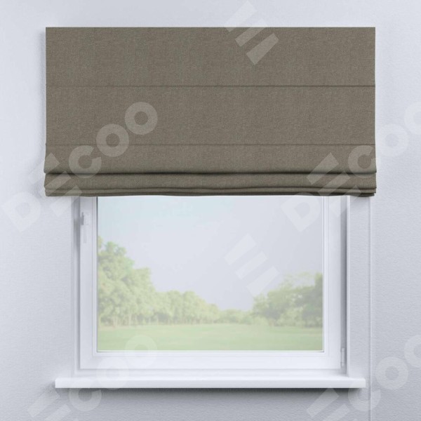 Римская штора «Кортин» для проема, ткань лён димаут, серо-зелёный