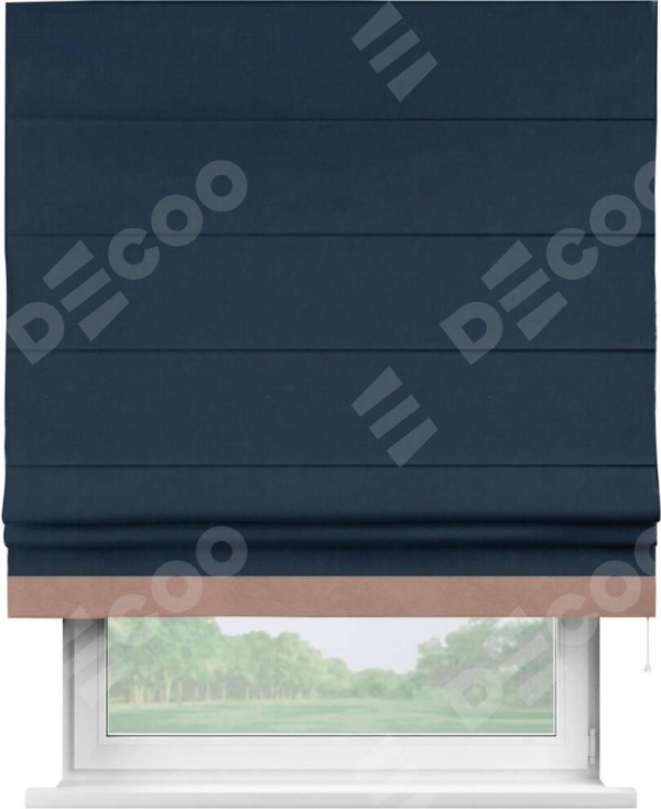 Римская штора с кантом Джестер, для проема, вельвет темно-синий