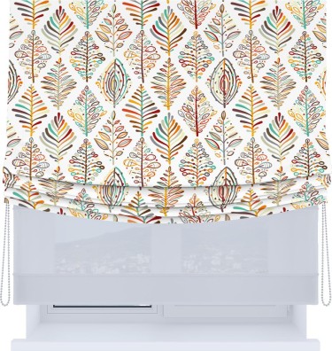 Римская штора «Кортин», день-ночь с мягкими складками, «Растительные ромбы»