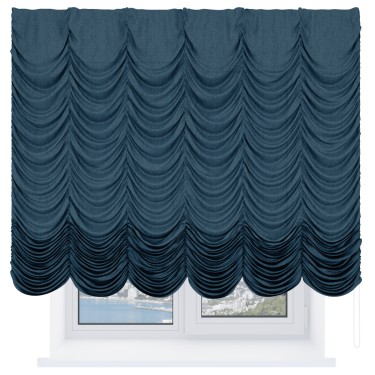 Французская штора «Кортин», лён кашемир синий