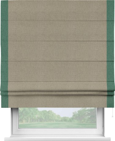 Римская штора «Кортин» с кантом Стрим Дуо, для проема, ткань твид блэкаут, кофе