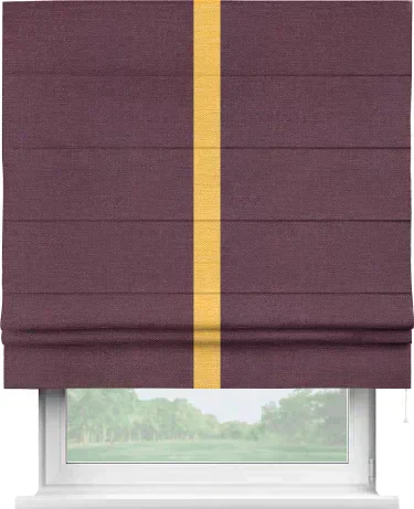 Римская штора «Кортин» с кантом Хайвэй, для проема, ткань лён фиолетовый