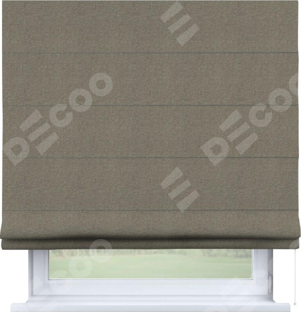 Римская штора «Кортин» для проема, ткань лён димаут, серо-зелёный