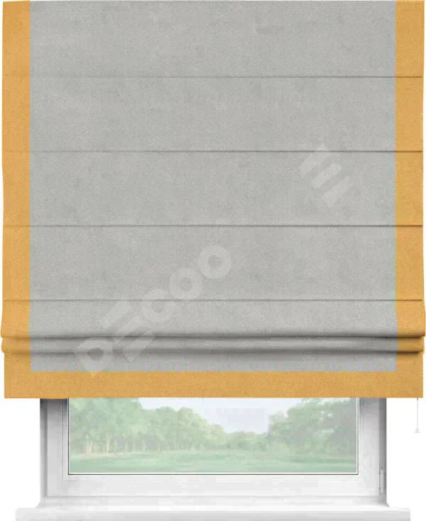 Римская штора «Кортин» с кантом Виктория, для проема, ткань блэкаут с блеском тёмно-серый