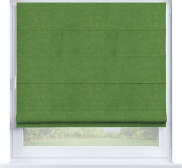 Римская штора «Кортин» на створку, ткань вельвет салатовый