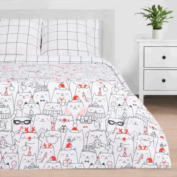 Постельное белье Этель Евро Xmas cat 200*217 см, 240*220 см, 70*70 см - 2 шт