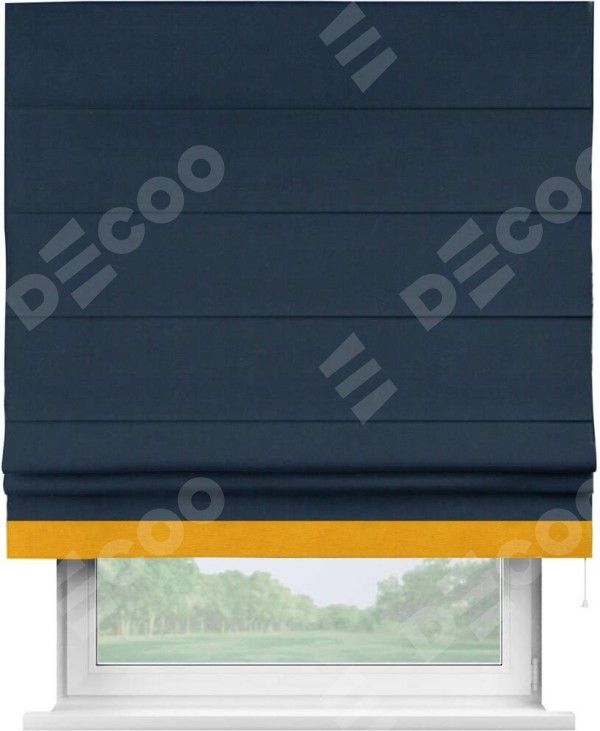 Римская штора с кантом Джестер, для проема, вельвет темно-синий