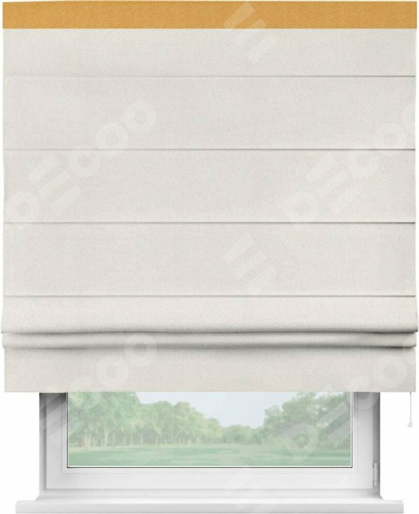 Римская штора «Кортин» с кантом Кинг, для проема, ткань блэкаут с блеском светло-серый