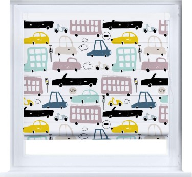 Римская штора «Кортин» кассетная «Красочный трафик»