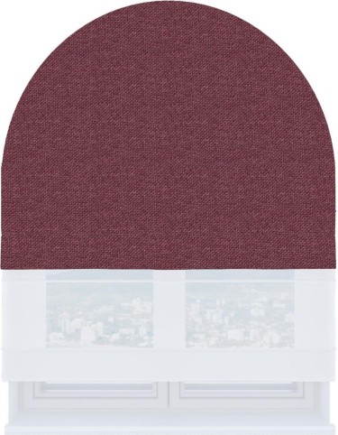 Римская штора «Кортин» день-ночь для арочного проёма, ткань лён димаут марсала