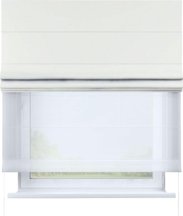 Римская штора «Кортин», канвас молочный, день-ночь