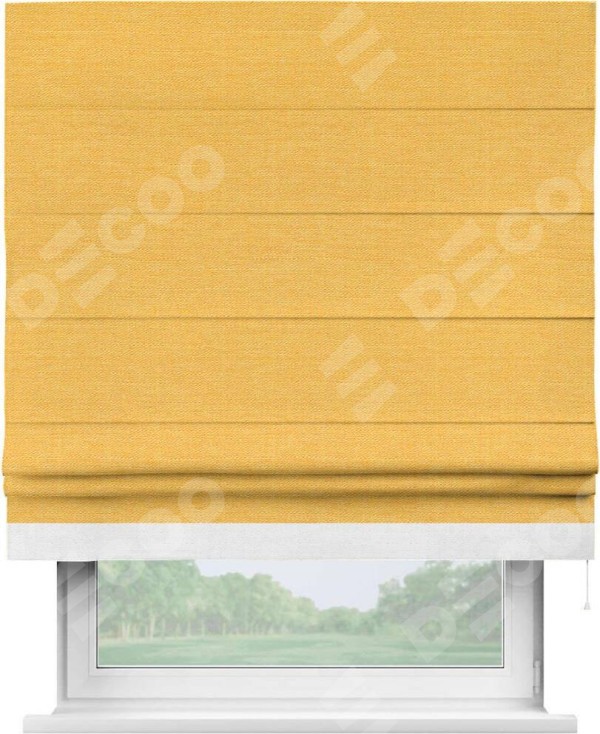 Римская штора «Кортин» с кантом Джестер, для проема, ткань лён желтый