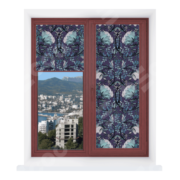 Рулонная штора Уни 2 с принтом Цветочный индиго