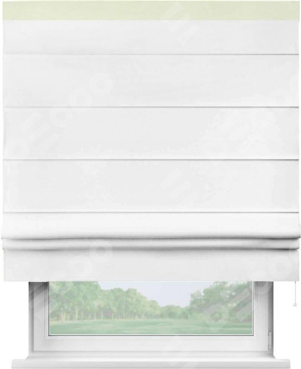 Римская штора «Кортин» с кантом Кинг, для проема, ткань вельвет белый