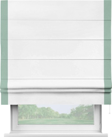 Римская штора «Кортин» с кантом Стрим Дуо, для проема, ткань однотонная белоснежная