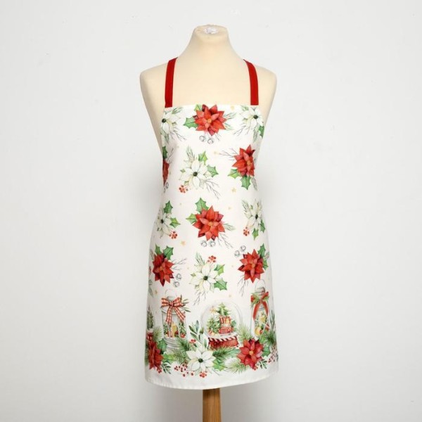 Фартук "Этель" Christmas red flowers 60х70см, 100% хл, саржа 190 гр/м2