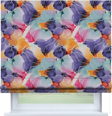 Римская штора «Кортин» для проема «Роскошные ирисы»