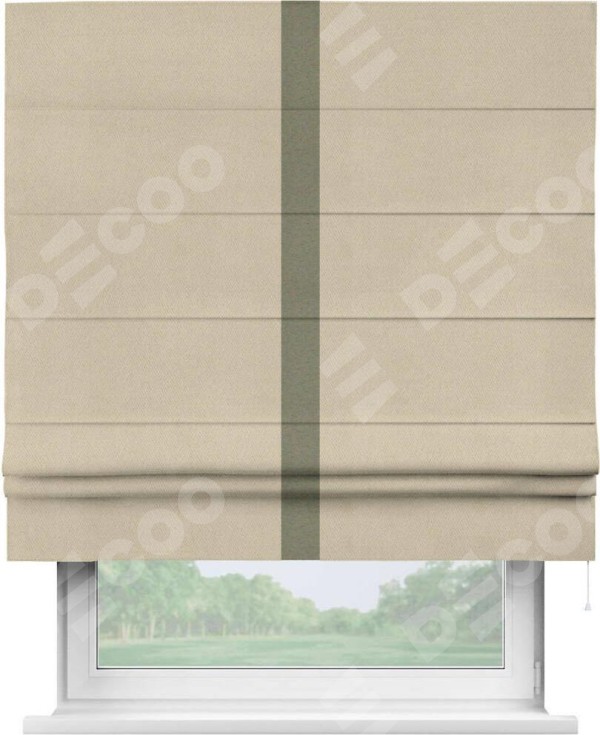 Римская штора «Кортин» с кантом Хайвэй, для проема, ткань блэкаут однотонный кофейно-бежевый