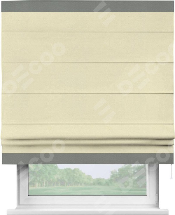 Римская штора «Кортин» с кантом Горизонт, для проема, ткань блэкаут однотонный бежевый