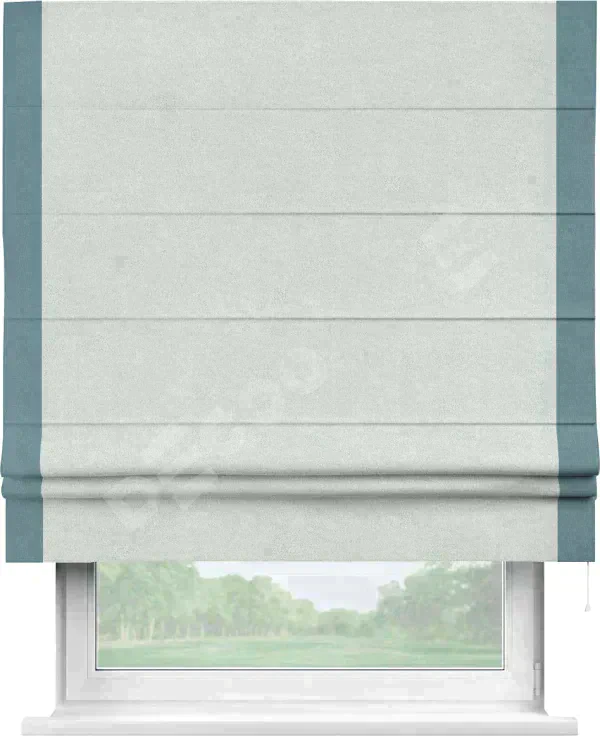 Римская штора «Кортин» с кантом Стрим Дуо, для проема, лён блэкаут белый