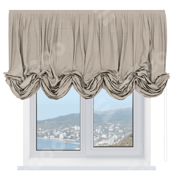 Австрийская штора «Кортин», ткань лён кашемир бежевый