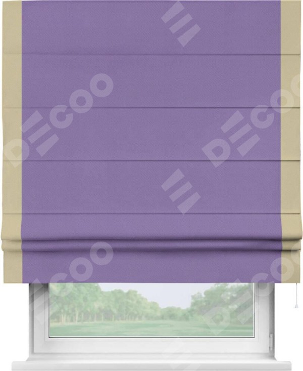 Римская штора «Кортин» с кантом Стрим Дуо, для проема, ткань блэкаут однотонный сиреневый