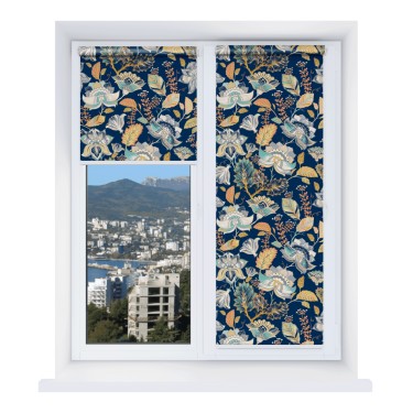 Рулонная штора Мини с принтом Темный букет