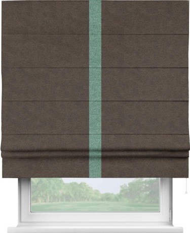 Римская штора «Кортин» для проема, твид блэкаут тёмно-коричневый, с кантом Хайвэй