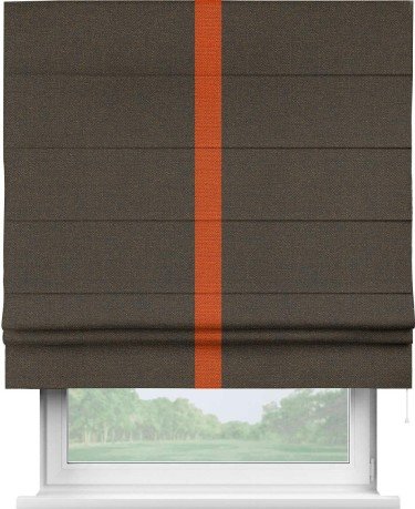 Римская штора «Кортин» с кантом Хайвэй, для проема, ткань лён темно-коричневый