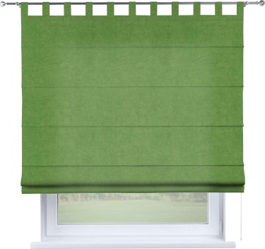 Римская штора на петлях «Кортин», ткань вельвет салатовый