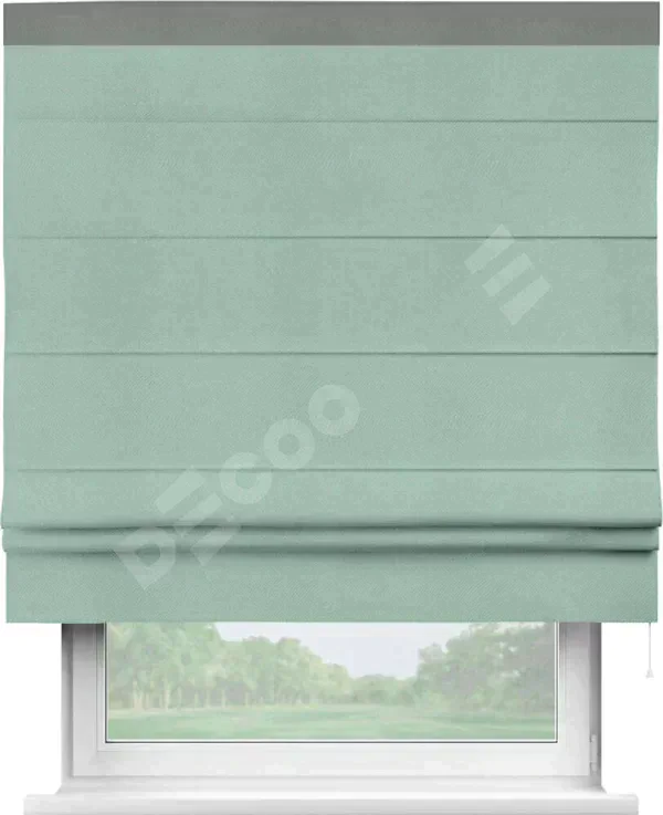 Римская штора «Кортин» с кантом Кинг, для проема, ткань блэкаут однотонный ментоловый
