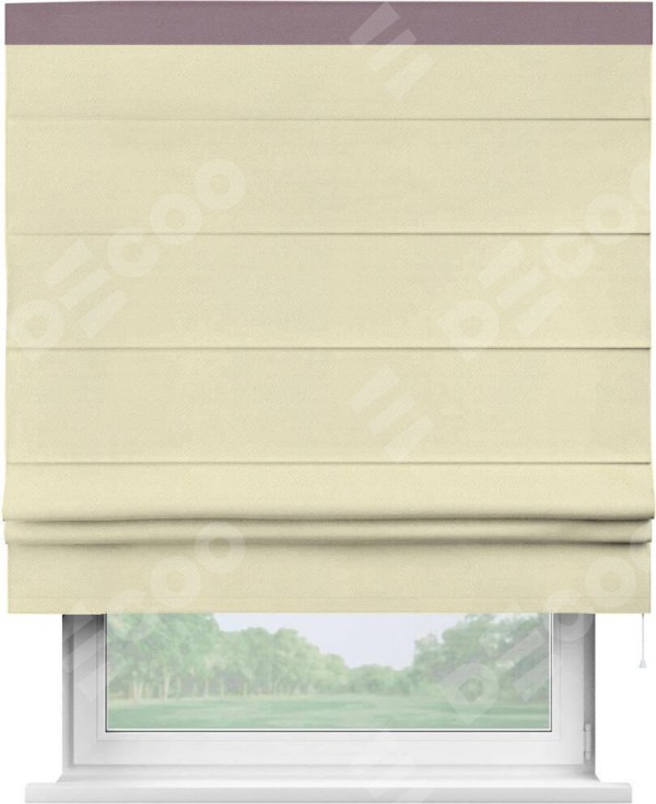 Римская штора «Кортин» с кантом Кинг, для проема, ткань блэкаут однотонный бежевый