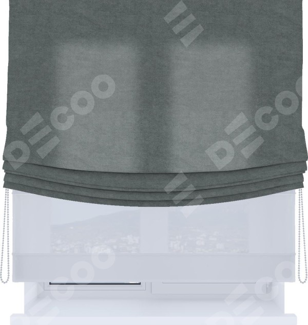 Римская штора «Кортин», день-ночь с мягкими складками, вельвет серый