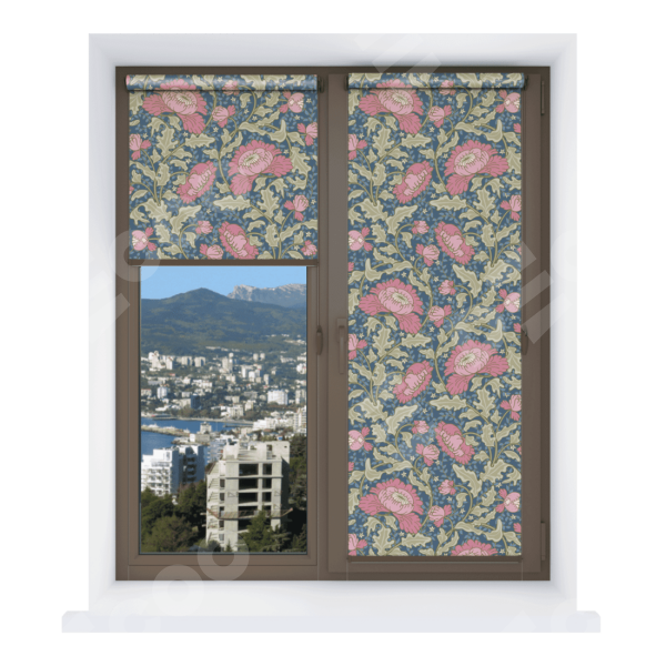 Рулонная штора Мини с принтом Розовые цветы