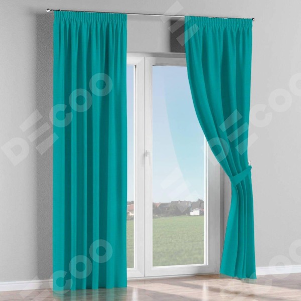 Комплект штор на тесьме «Карандаш» 2 шт, цвет бирюзовый, высота от 100 см