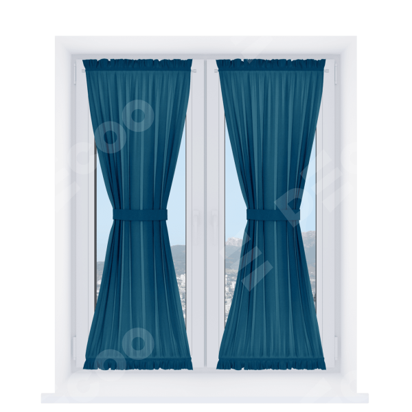 Штора песочные часы «Кортин», ткань лён димаут, синий