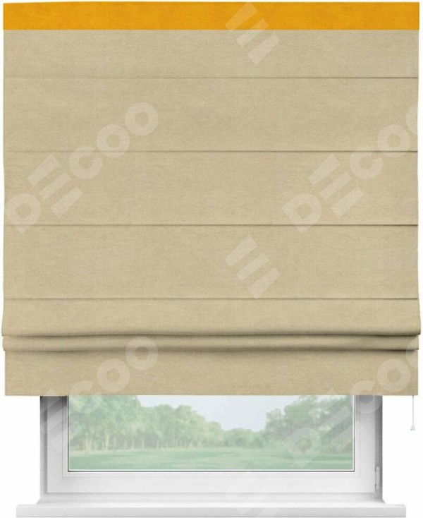 Римская штора «Кортин» с кантом Кинг, для проема, ткань вельвет бежевый